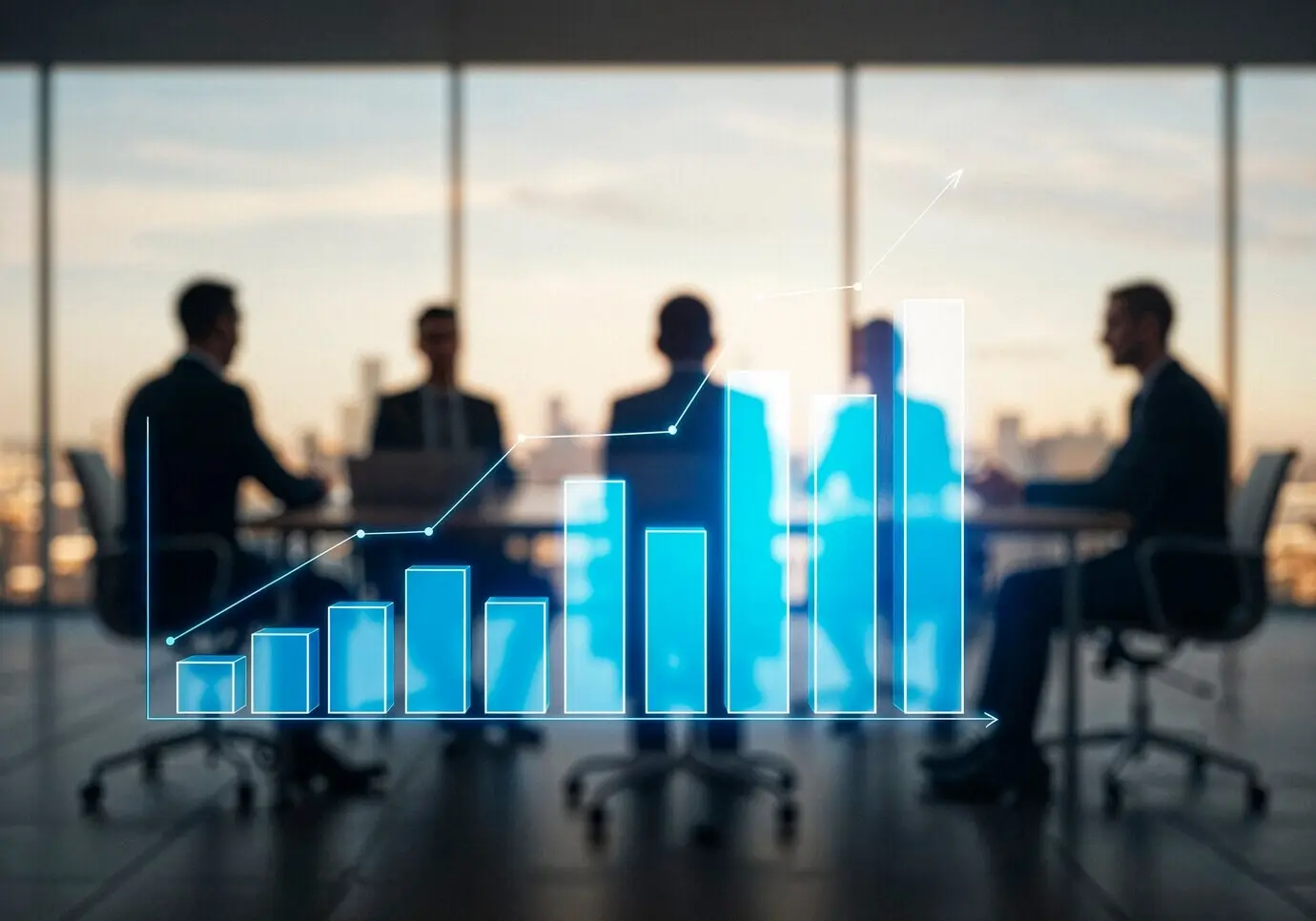 Деловое совещание и анализ финансового роста